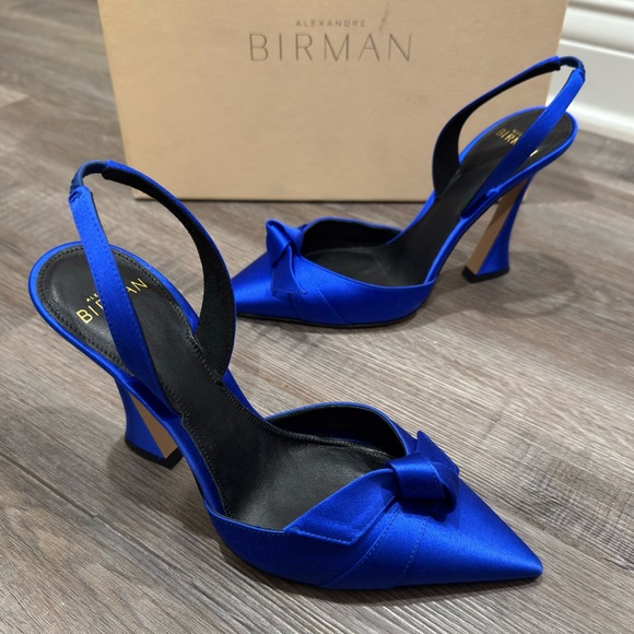 Alexandre Birman Shoes - Alexandre Birman Clarita Satin Slip Slingback in Electric Blue